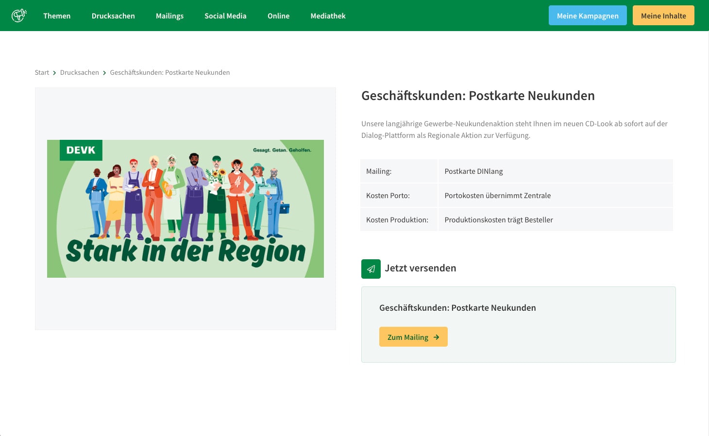 Darstellung der Marketing-Plattform